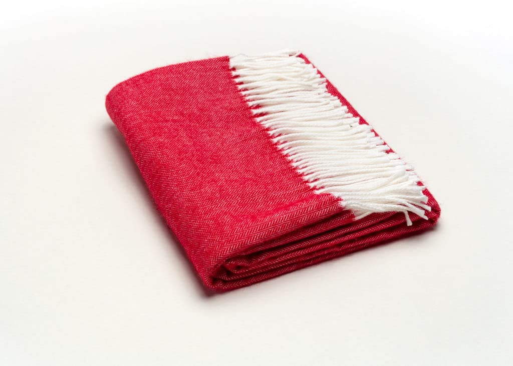 HomeRoots Scarlet Red Soft Acrylic Herringbone Throw Blanket