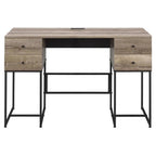 Acme Desirre Wooden Top 4-Drawer Writing Desk In Rustic Oak And Black