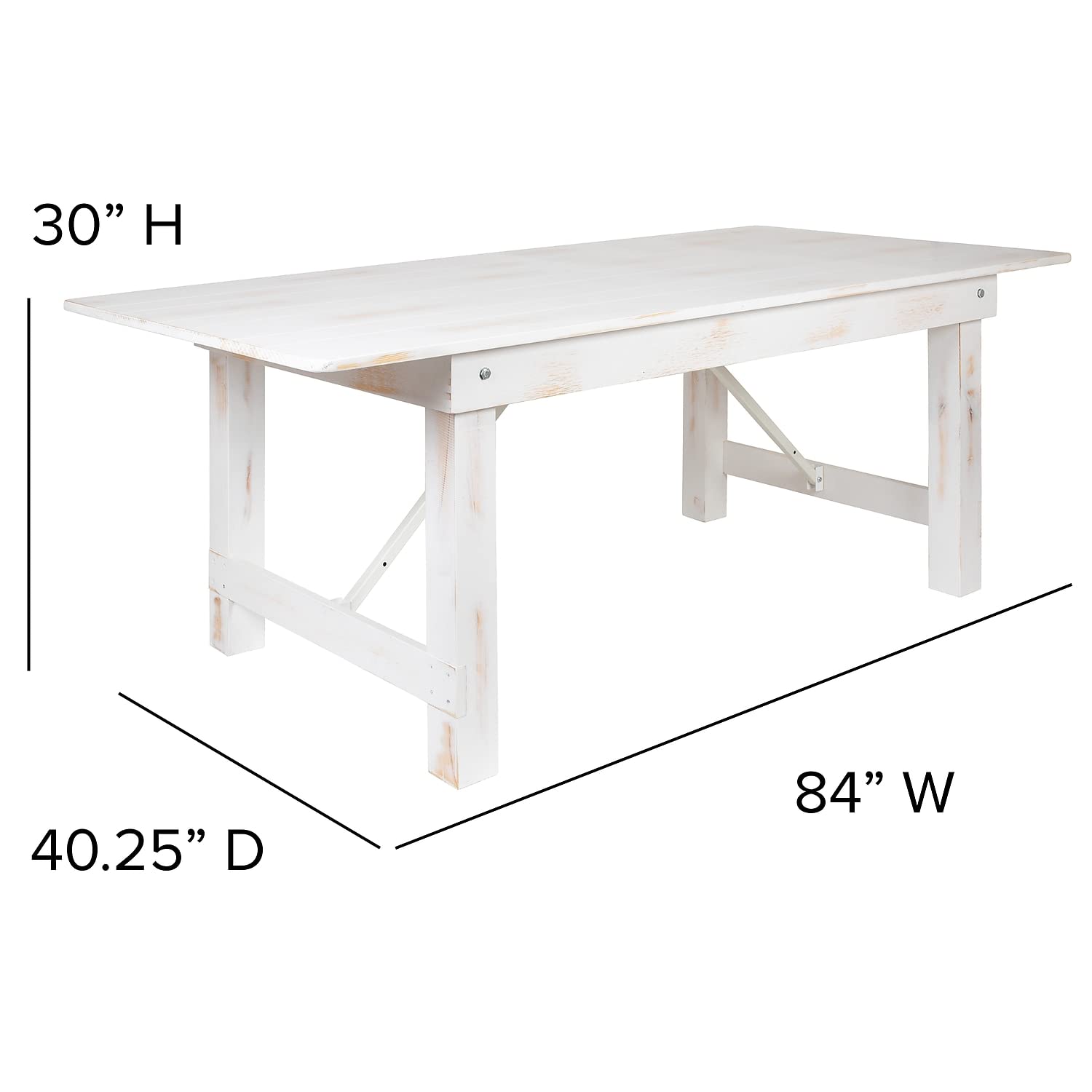 Flash Furniture Hercules Series 7' X 40&quot; Antique Rustic White Folding Farm Table And Four Bench Set