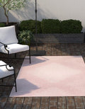 Unique Loom Outdoor Modern Collection Area Rug - Tambor (9' X 12' Rectangle, Pink/ Ivory)