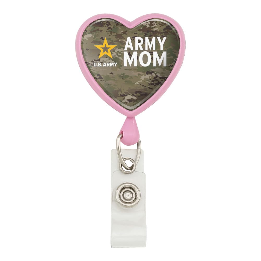 U.S. Army Mom Heart Lanyard Retractable Reel Badge Id Card Holder