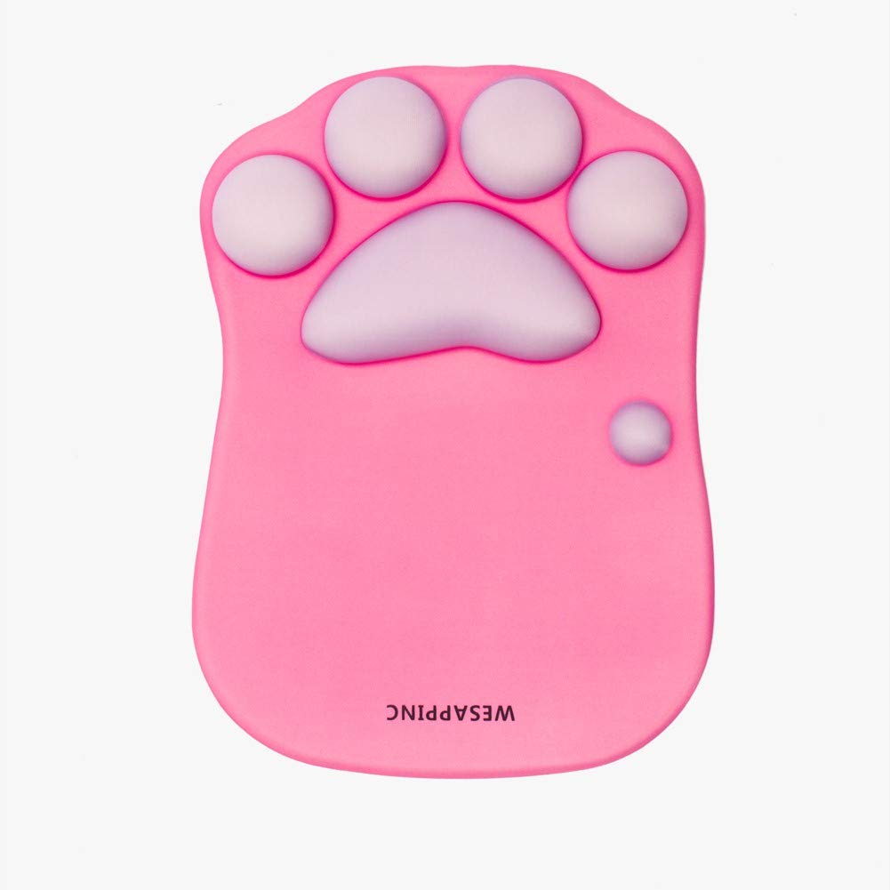 Wesappinc Cat Paw Mouse Pad With Wrist Support Soft Silicone Wrist Rests Non Slip Ergonomic Mousepad For Office Computer Gaming