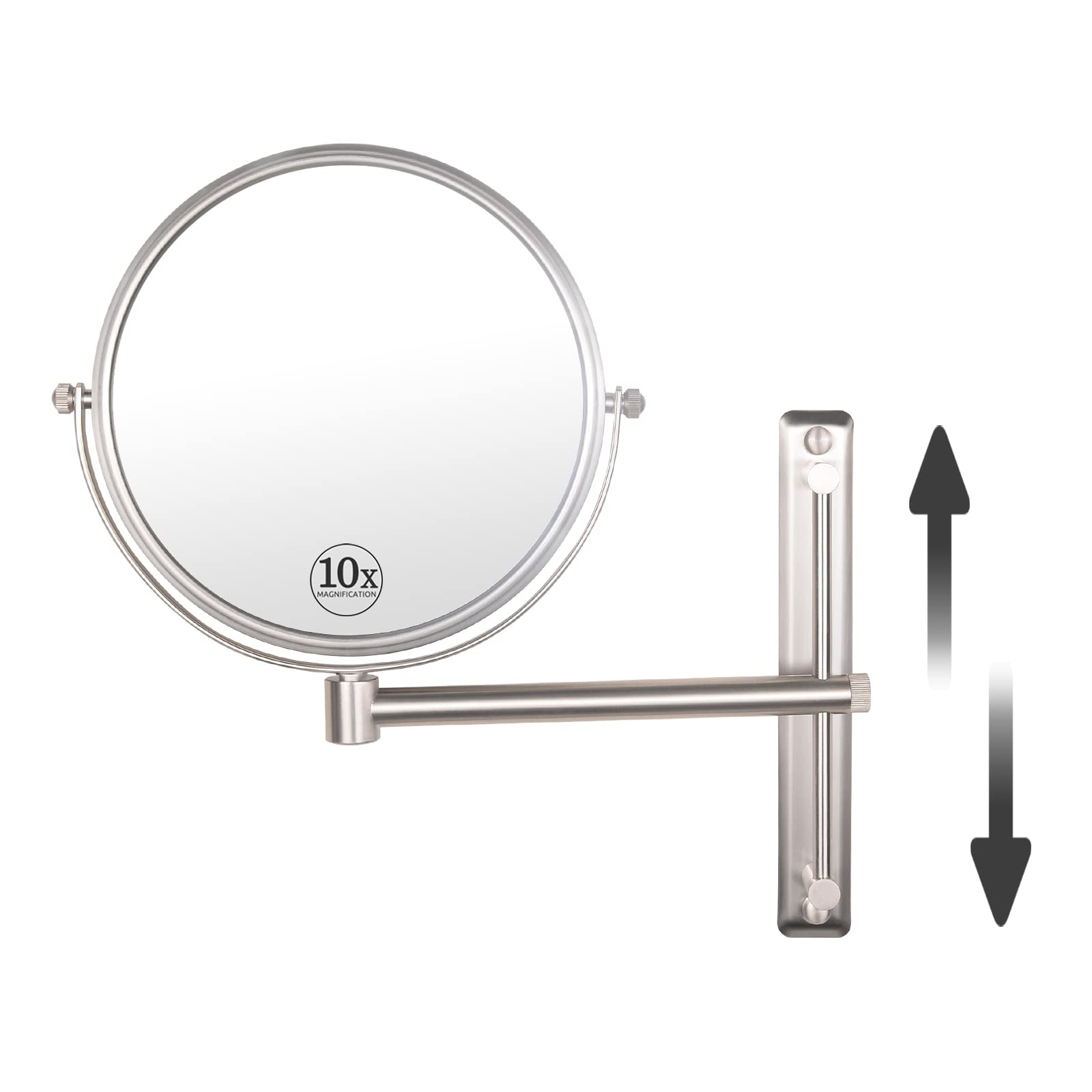 Nicesail 8 Inch Double-Side Wall Mounted Mirror Magnified 10x Makeup and Shaving Mirror Regular View and 10X Magnification, High