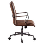 Acme Indra Leather Upholstered Swivel Office Chair in Vintage Chocolate