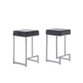 Best Master Furniture Dorrington Velvet Backless Counter Height Stool in Gray/Silver (Set of 2)