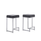 Best Master Furniture Dorrington Velvet Backless Counter Height Stool in Gray/Silver (Set of 2)