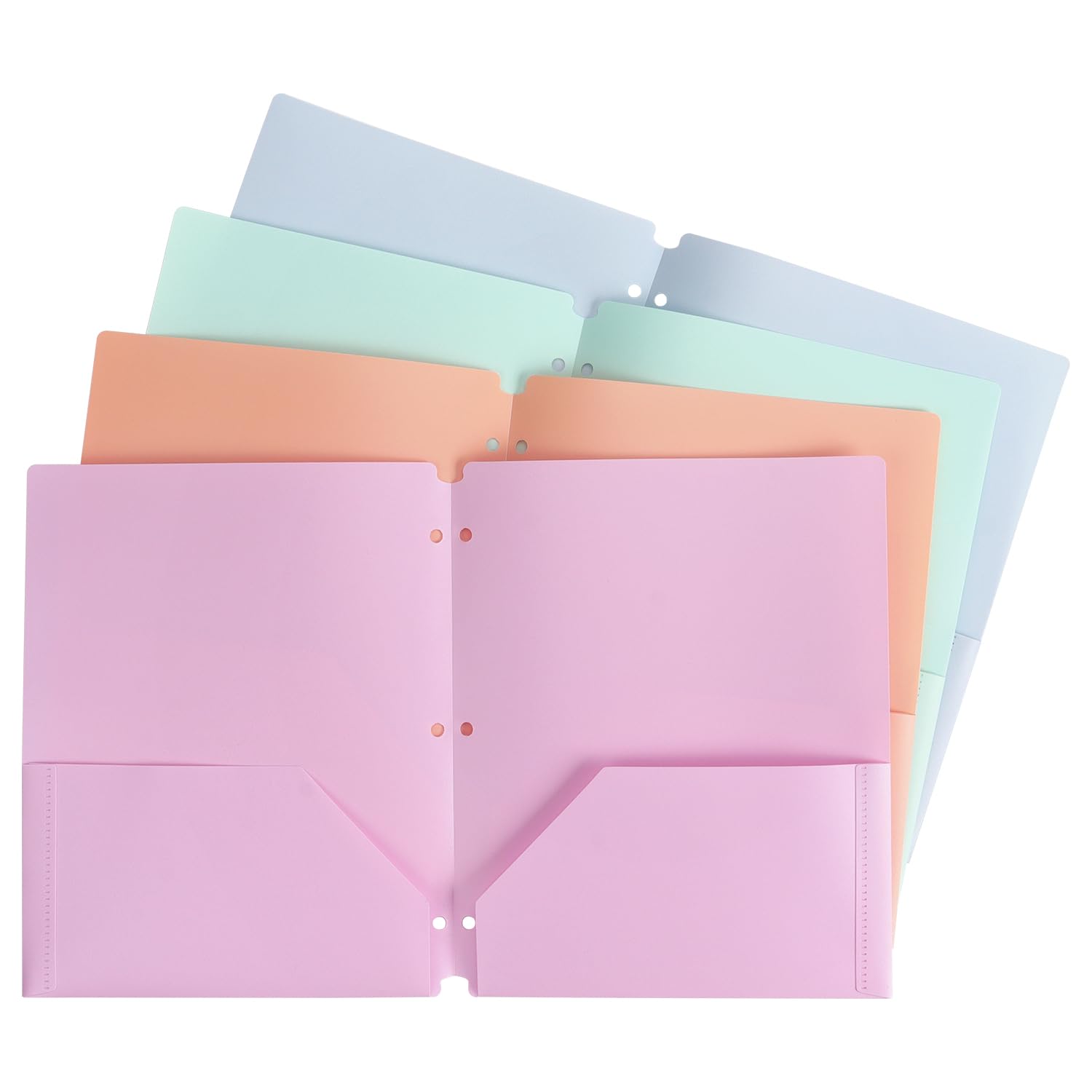 Tamaki Colored Plastic Folders With Pockets Heavy Duty Two Pocket Folder 3 Ring Folders For Documents, Pastel Color, 4 Pack
