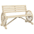 vidaXL Patio Bench 2-Seater - Solid Wood Fir Garden Terrace Furniture with Wagon Wheel Armrests, Brown, 47.8x22.4x30.5 Inches
