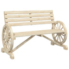 vidaXL Patio Bench 2-Seater - Solid Wood Fir Garden Terrace Furniture with Wagon Wheel Armrests, Brown, 47.8x22.4x30.5 Inches