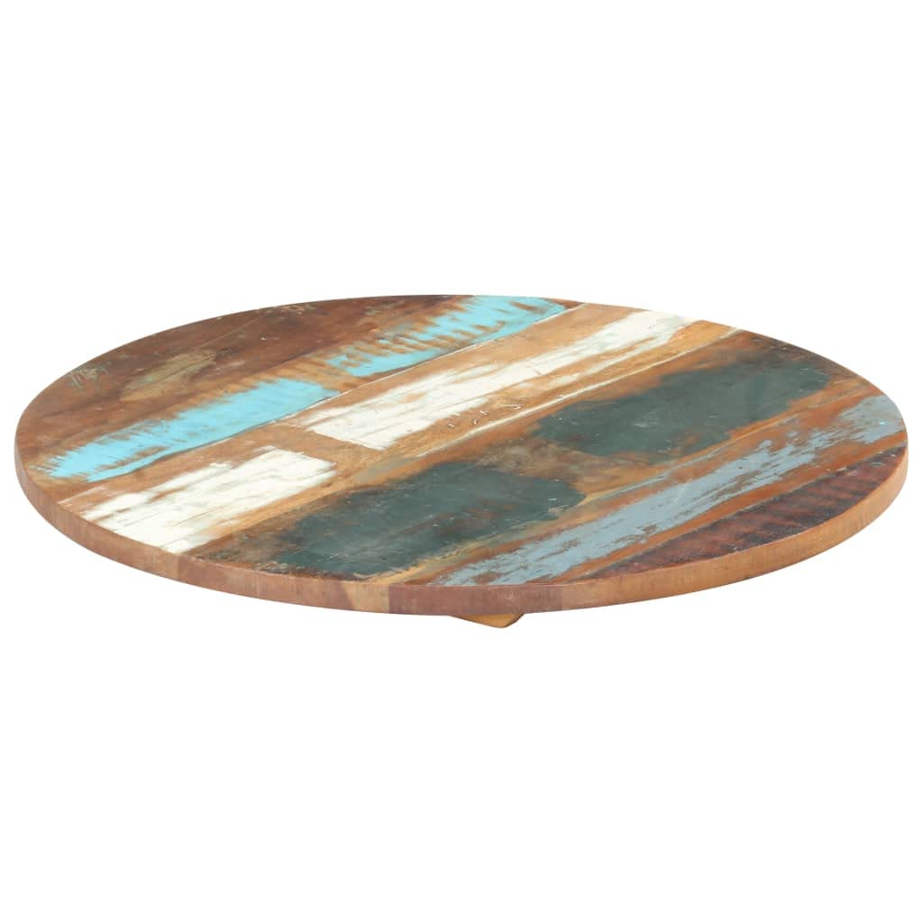 vidaXL Round Table Top 15.7&quot;, Solid Reclaimed Tropical Wood, Versatile Furnishing Piece with Polished Painted Lacquered Finish, Ideal for Indoor Furniture, Coffee/Side/Bar Tables, Shelves.