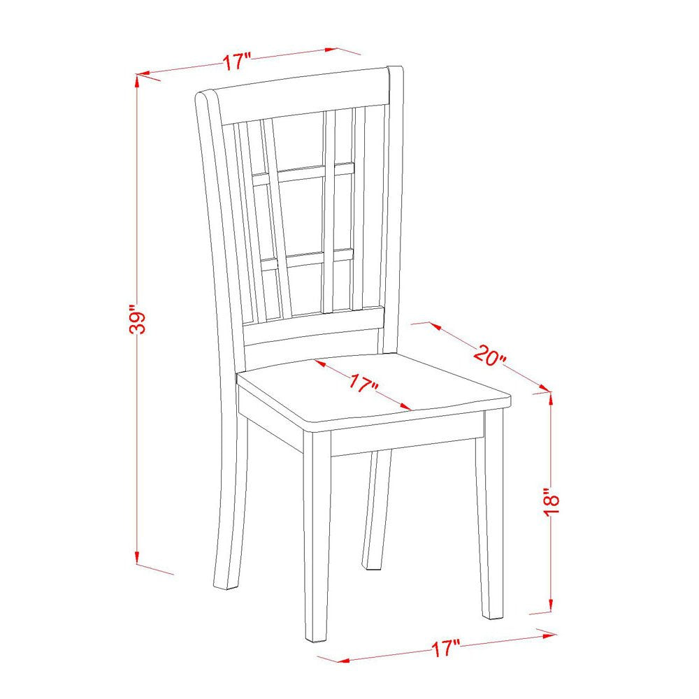 East West Furniture Modern Dining Chairs, Set of 2, Black & Cherry