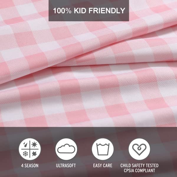 Eddie Bauer Kids - Twin Sheets, Stain Resistant Kids Bedding, Ideal For Toddler Bedding Set (Poppy Plaid Pink, Twin)