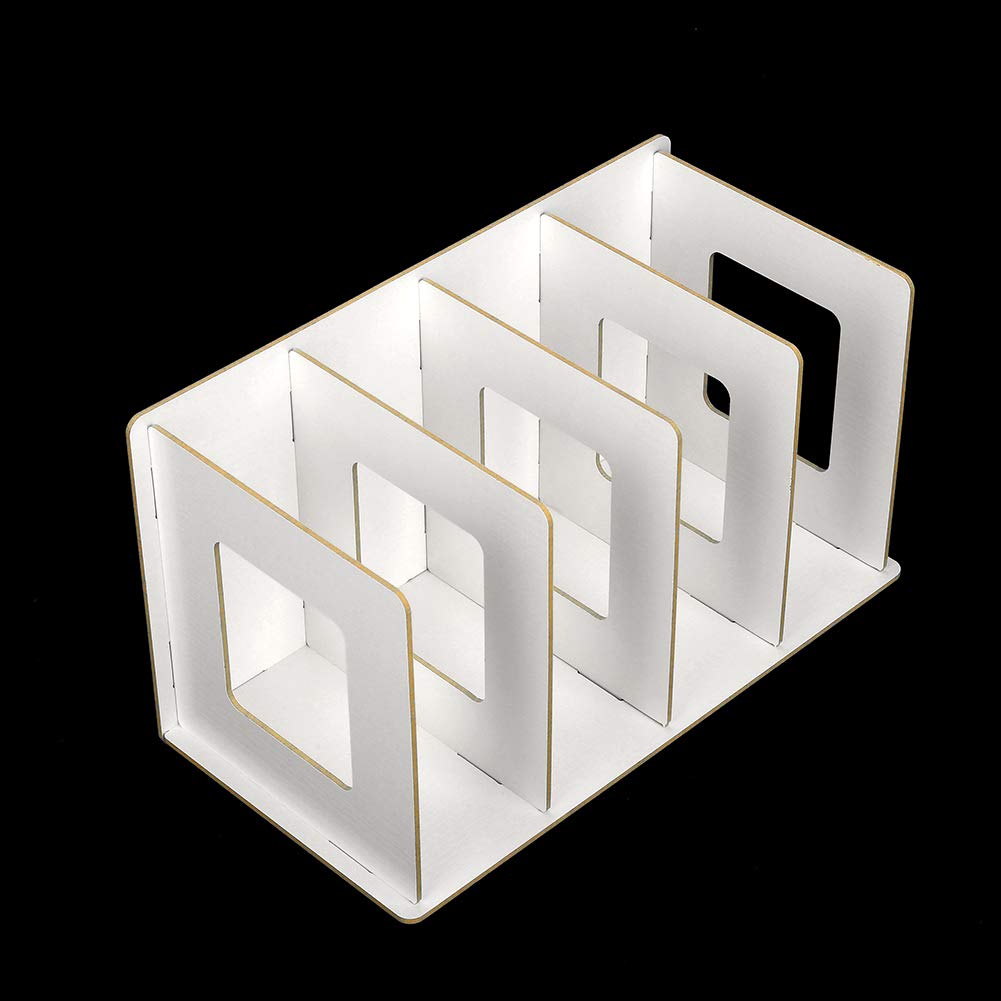 Book Rack, Wooden Diy Desktop Bookshelf Rack Books Dvd Storage Magazine Organizer For Students Kids Adult(Warm White)