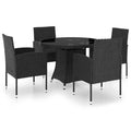 vidaXL Patio Dining Set 5 Piece Garden Outdoor Lawn Yard Terrace Balcony Backyard Table and Chair Seat Seating Furniture Poly Rattan Black
