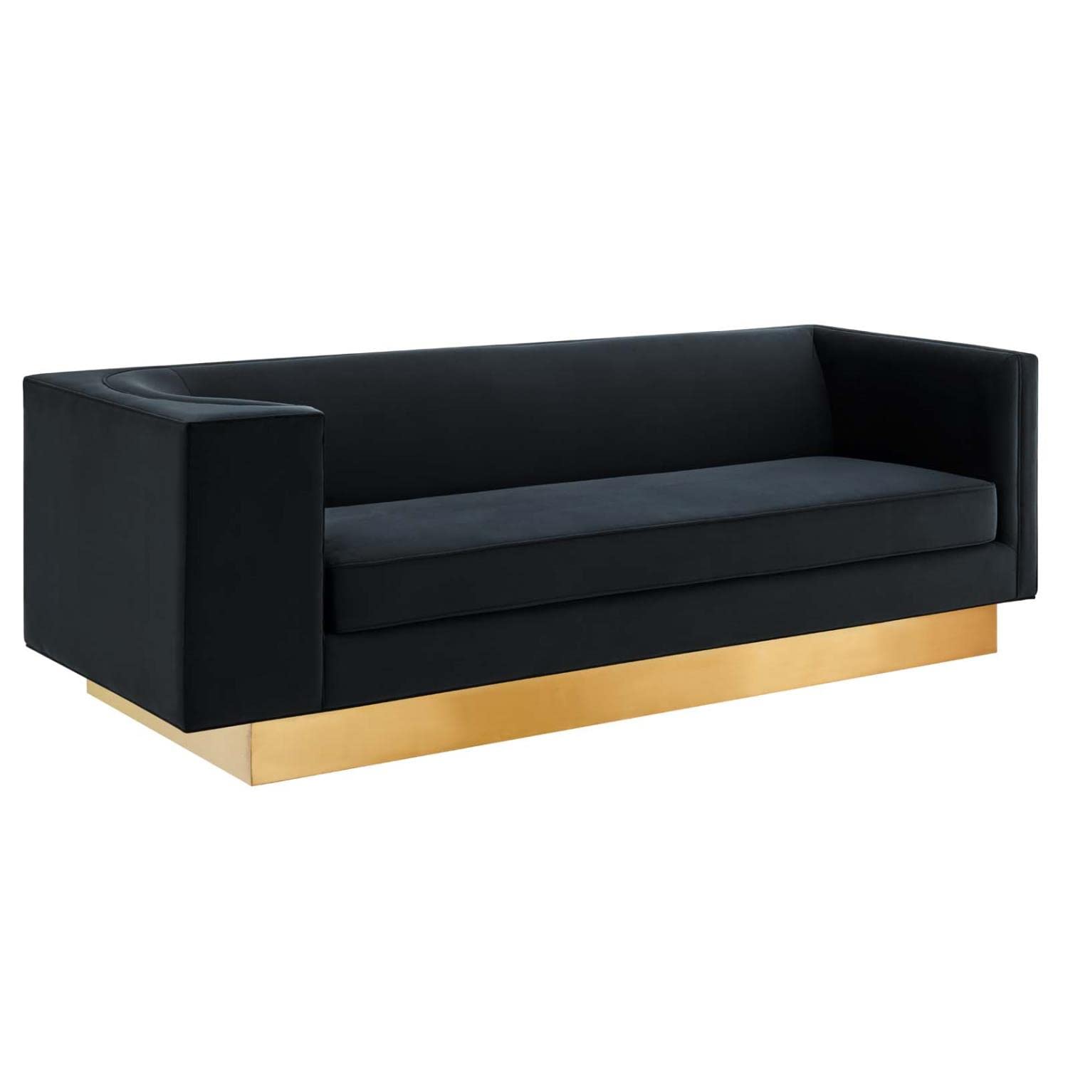 Modway Eminence Upholstered Velvet Sofa With Black Finish Eei-5016-Blk
