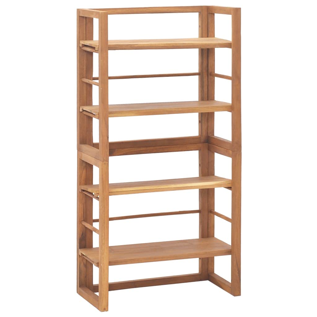 vidaXL Solid Teak Wood Shelving Unit 23.6&quot;x11.8&quot;x47.2&quot; – Adjustable Shelves - Colonial Style - Indoor Storage - Ideal for Home & Office Use - Brown'