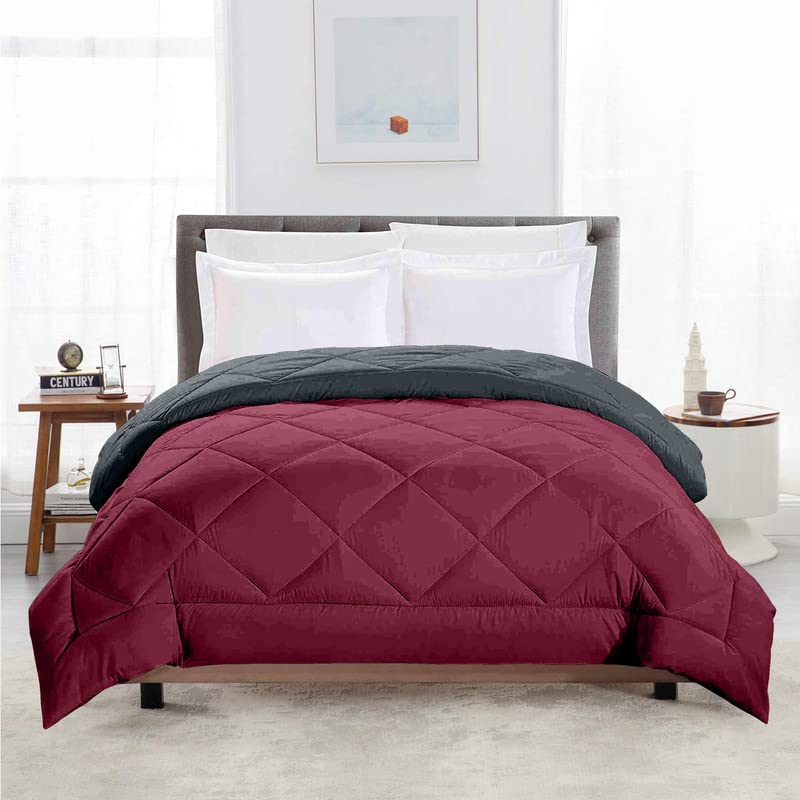 TundwalS Microfiber Reversible Solid Extra Comfort & Soft Comforter||Blanket Single Bed 210 Gsm Quilt Maroon  Grey 1 (Piece)