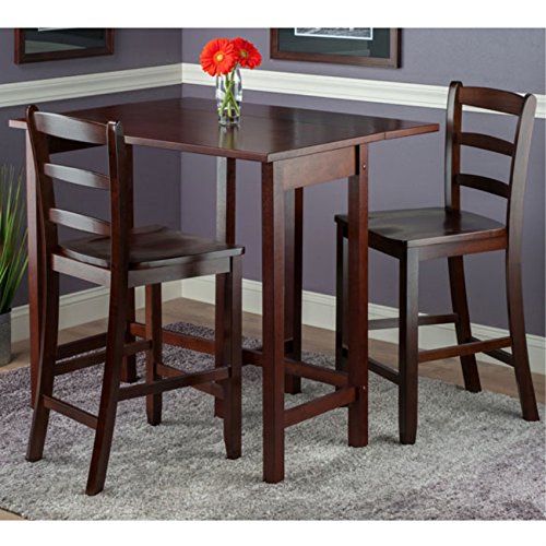 Ergode Obsidian 3-Piece Counter Table Set | Sleek Design | Black Veneer Top | Easy Assembly | 2 Black Square-Leg Stools | (94334-VV)