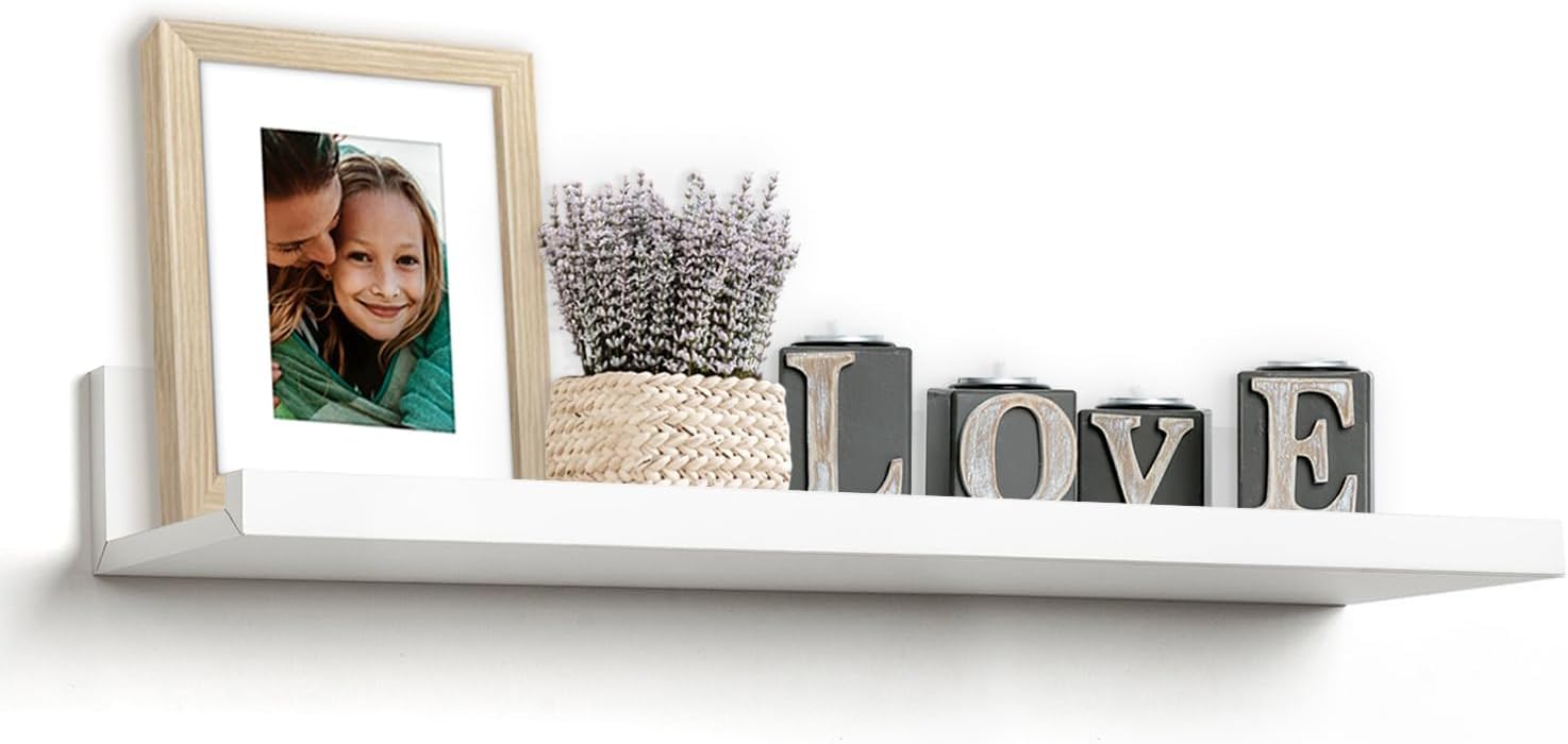 Americanflat 24'' Floating Shelf - Engineered Wood Floating Shelves for Wall with Lipped Ledge - Long Floating Wall Shelves for 