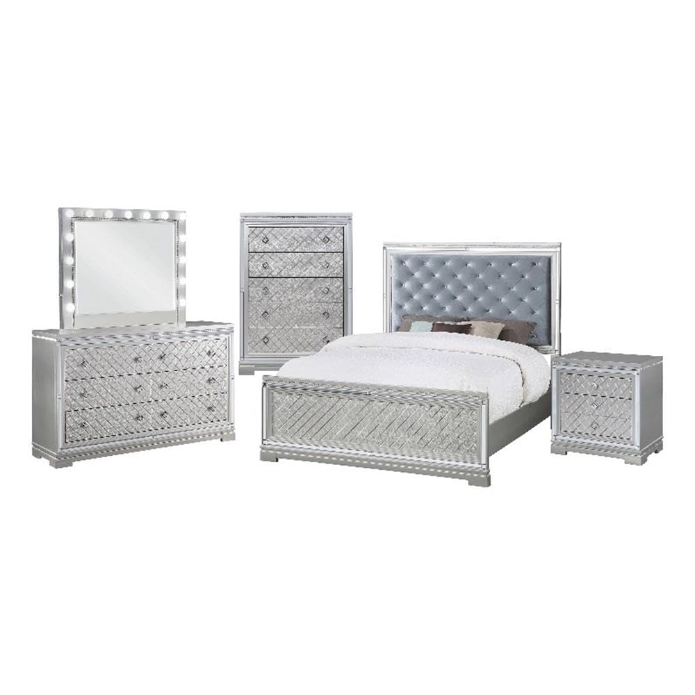Coaster Eleanor California King Bed 5-Piece Set, Metallic Mercury
