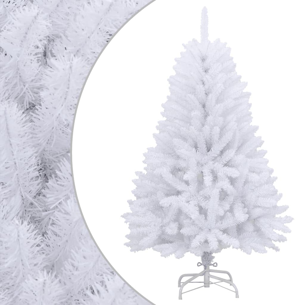 vidaXL Artificial Hinged Christmas Tree 59.1&quot;- Lifelike White Xmas Tree with Stand, Easy Assembly, 530 PVC Tips, Indoor/Outdoor Use, Reusable Festive Decor