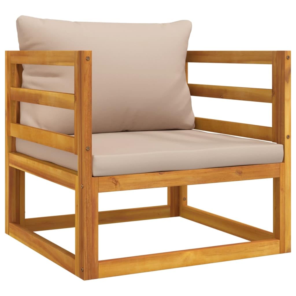 vidaXL Garden Chair - Taupe Cushions, Solid Acacia Wood Construction, Modular Design for Customizable Seating, Ideal for Patio & Garden - Easy Assembly & Maintenance