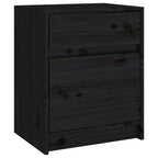 vidaXL Bedside Cabinet Black 15.7"x12.2"x19.7" Solid Wood Pine