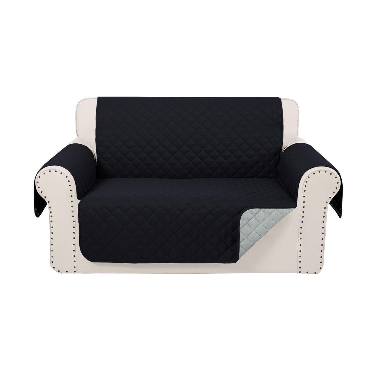 Luxshare Home Reversible Loveseat Sofa Covers Couch Cover Furniture Protector(Loveseat,Black/Grey)
