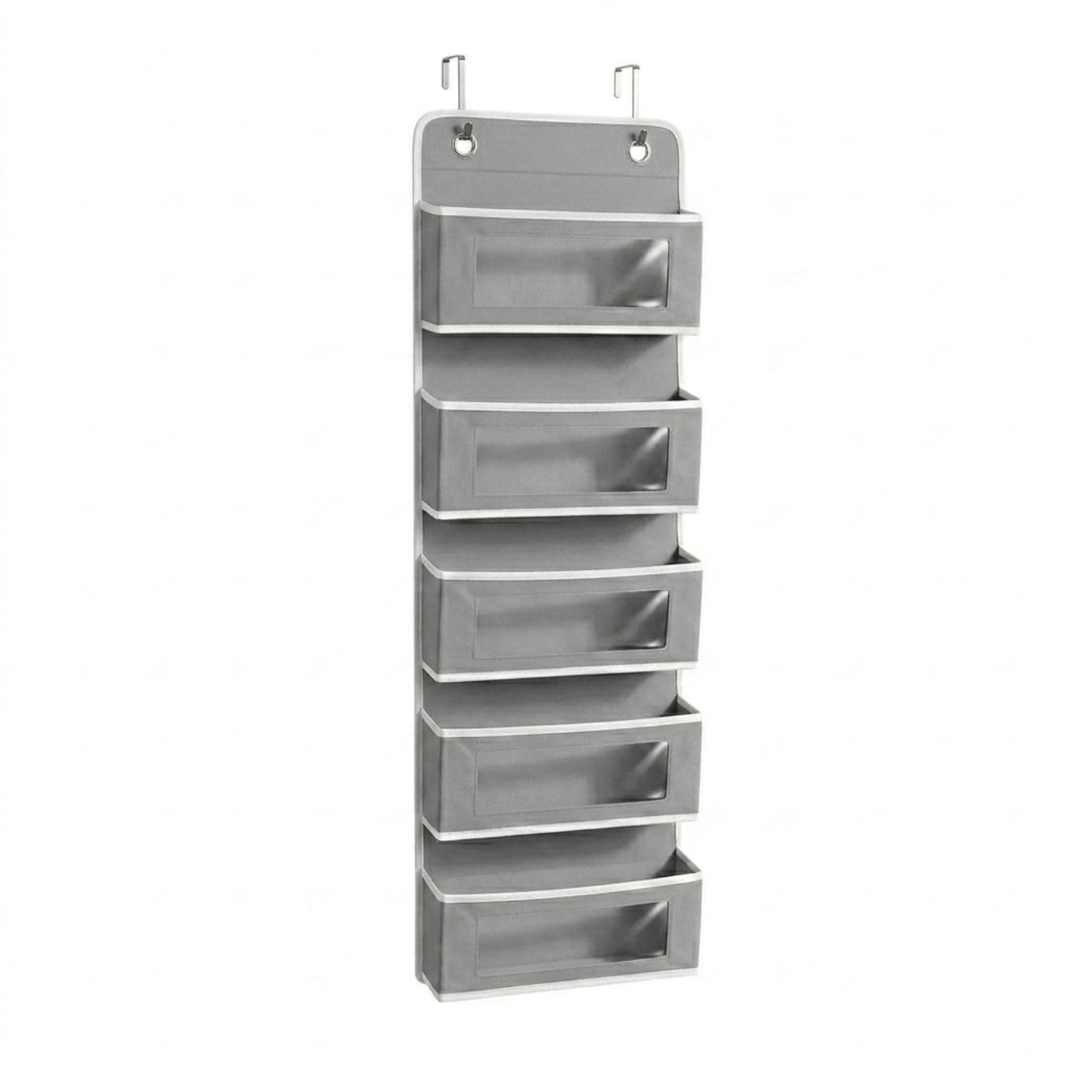 Smiledrive Door Hanging Organizer | Over The Door Storage With Transparent Windows, Metal Hooks & Large Fabric Pockets For Close