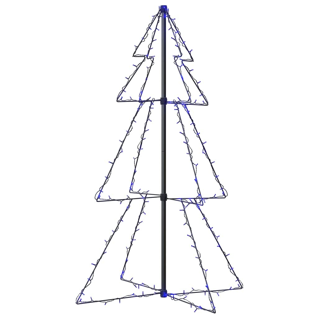 vidaXL Indoor and Outdoor Blue Christmas Cone Tree with Water-Resistant 16.4' Extension Cable, 160 high-Powered LEDs and 8 Unique Lighting Effects