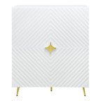 Acme Gaines 2-Door Accent Cabinet with Metal Legs in White High Gloss