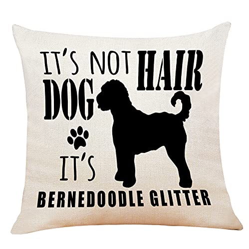 M-Qizi Bernedoodle Linen Pillow Covers, Bernedoodle Gifts, 18X18 Decorative Dog Pillow Cover, Bernedoodle Gifts For Bernedoodle