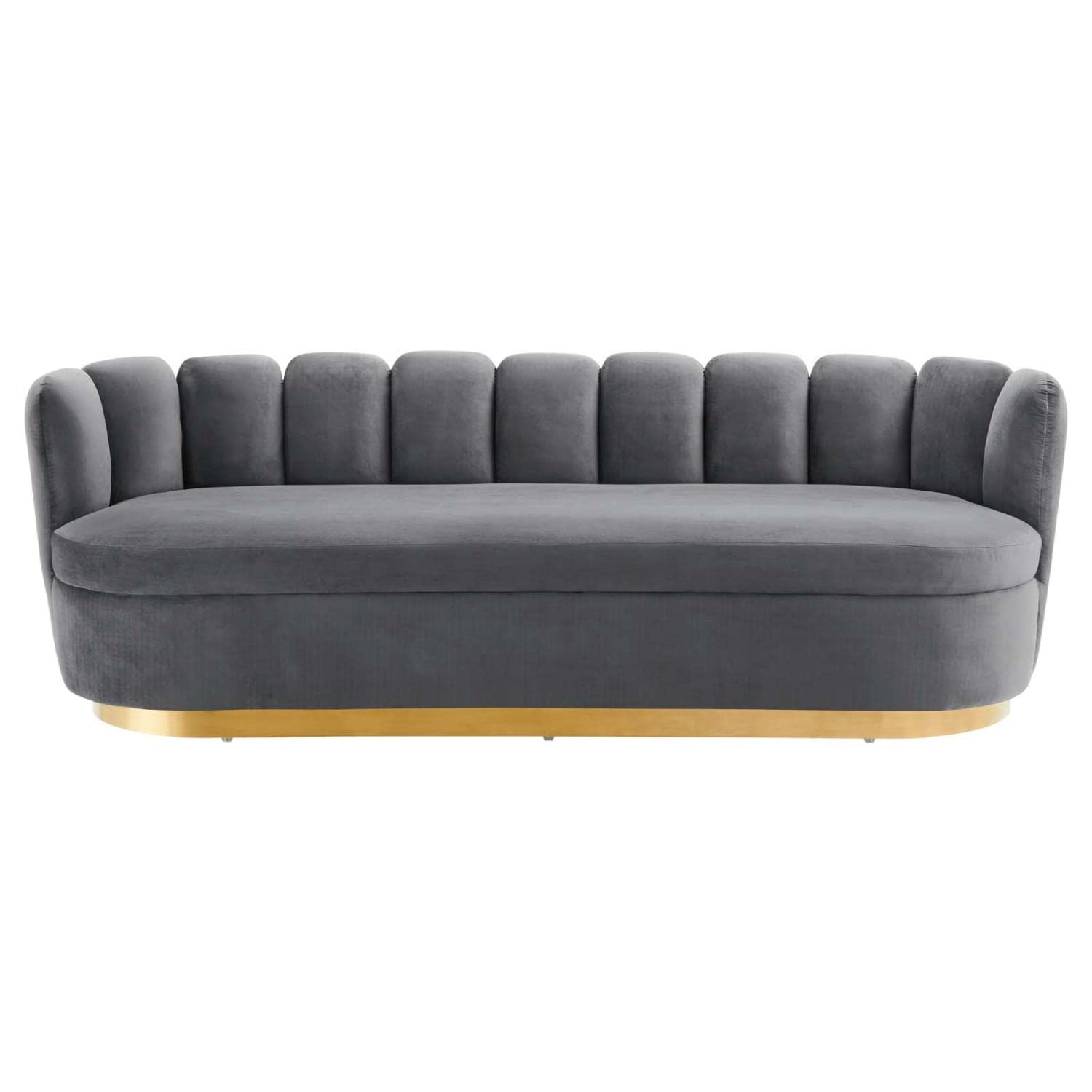 Modway Victoria Channel Tufted Velvet Sofa With Gray Finish Eei-5017-Gry