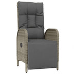 vidaXL Patio Dining Set 3 Piece, Wicker Dining Table and Chair with Cushions, Adjustable Reclining Chair for Lawn Backyard Garden, Gray Poly Rattan