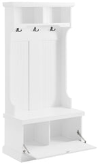 Crosley Furniture Shoreline Hall Tree with Storage Cabinets and Coat Rack Hooks for Hanging, White