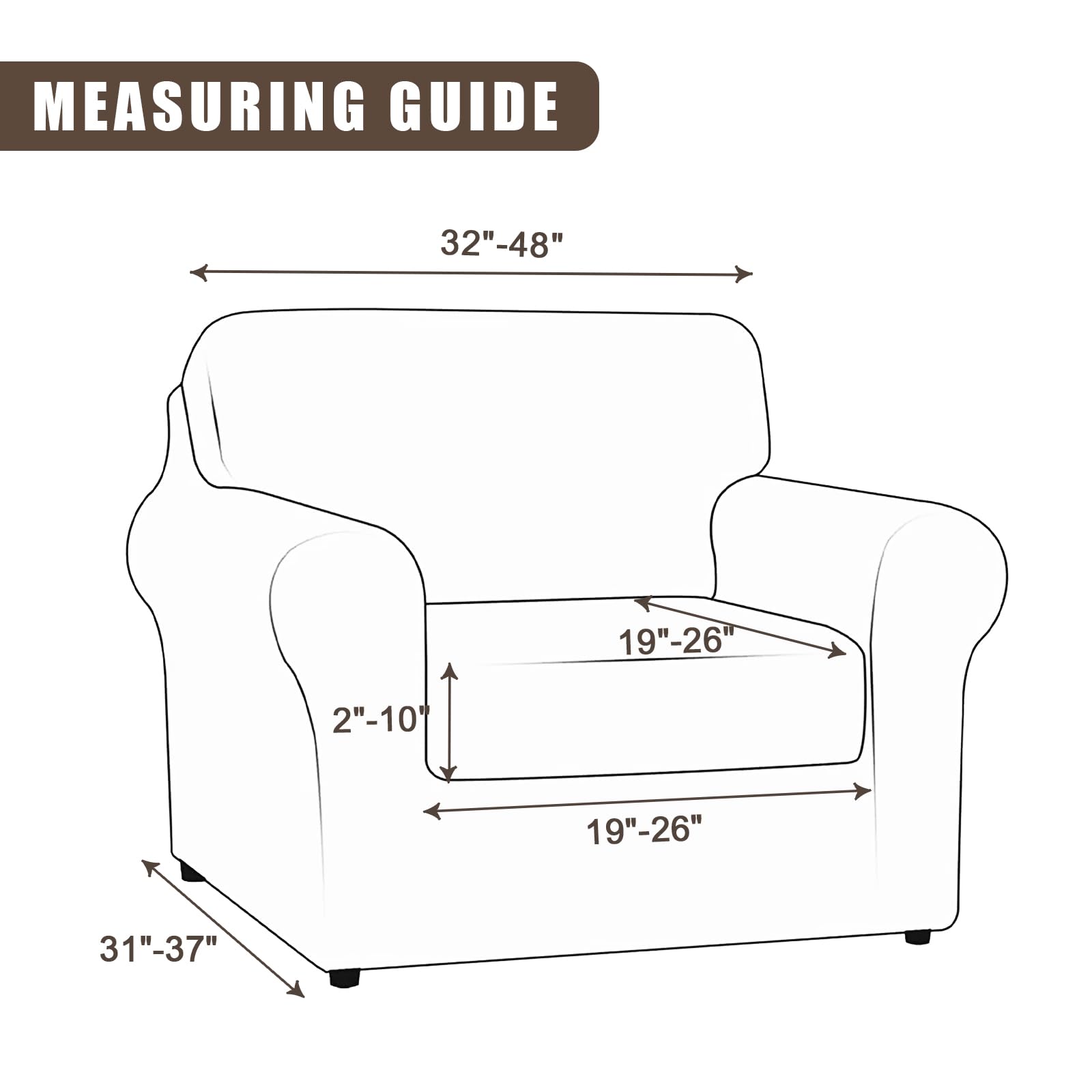 Searchi Stretch Sofa Cover Printed Couch Covers, Floral Pattern 2 Piece Armchair Slipcover With Separate Chair Cushion Cover, Washable Furniture Protector For Living Room(Armchair, Flower Pattern)