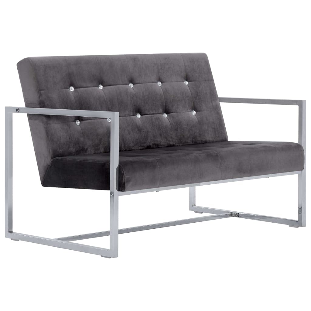 Vidaxl 2-Seater Sofa With Armrests Velvet/Fabric Dark Gray/Light Gray/Black