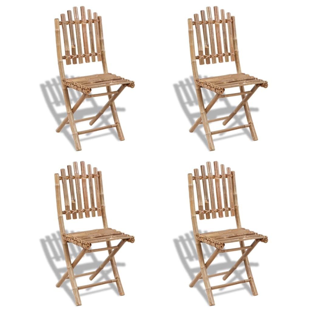 vidaXL 4X Foldable Patio Chairs Garden Balcony Backyard Terrace Home Porch Yard Lounge Seating Folding Chair Furniture Bamboo Poolside Yard Home