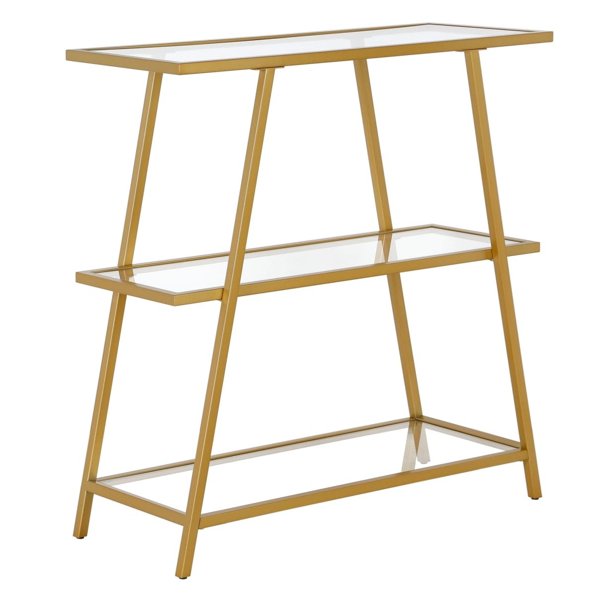 HomeRoots 527600 36 in. Metal & Glass Three Tier Etagere Bookcase Gold