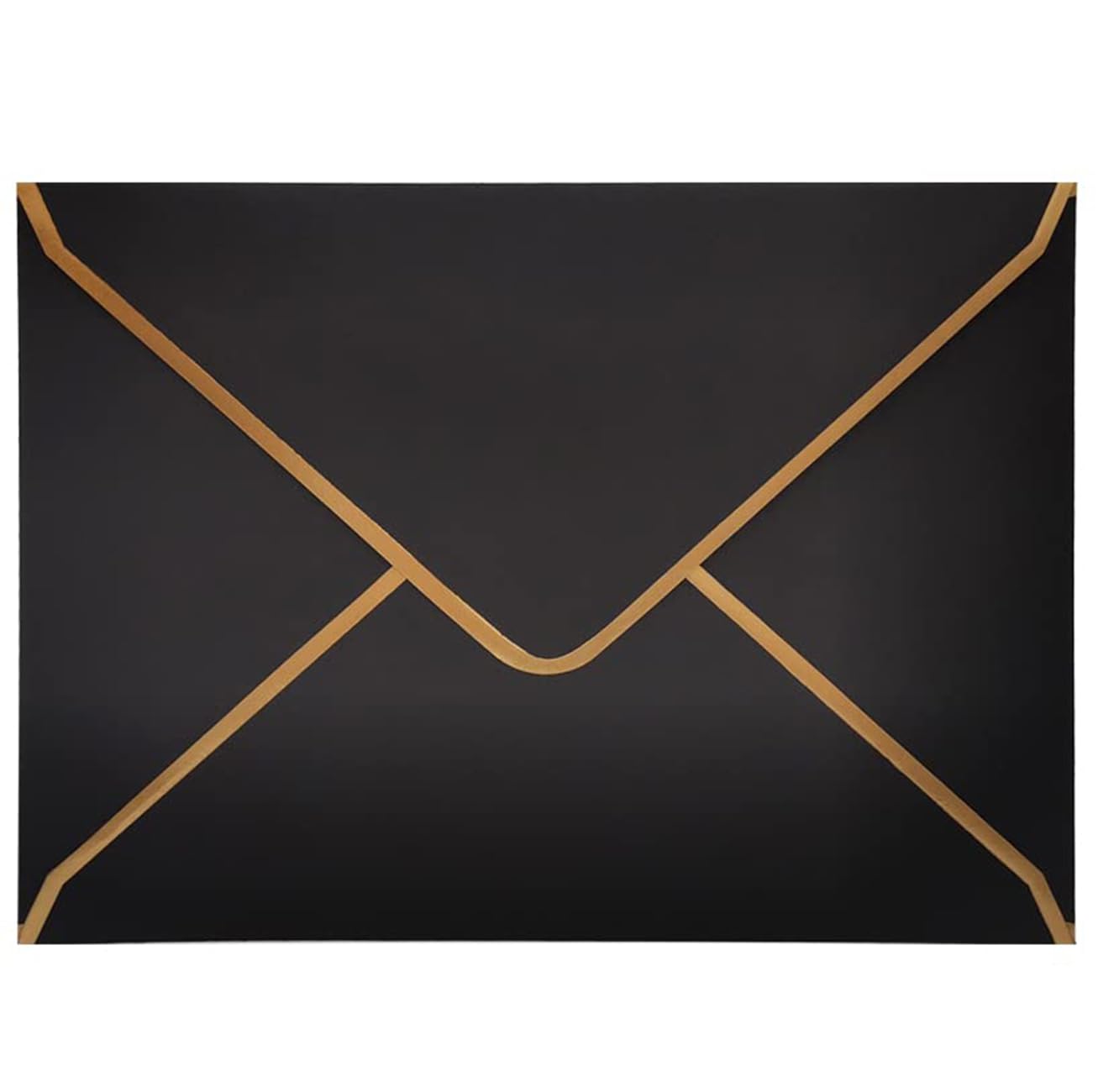 50 Pcs Invitation Envelopes A7 Size, Black Envelopes 5 X 7 Inch V-Flap Mailing Card Envelopes Quick Seal Envelopes With Gold Bor
