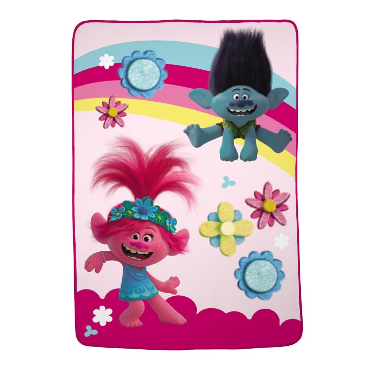 Franco DreamWorks Trolls 2 Kids Bedding Super Soft Plush Micro Raschel Blanket, 62 in x 90 in, (Officially Licensed Product)