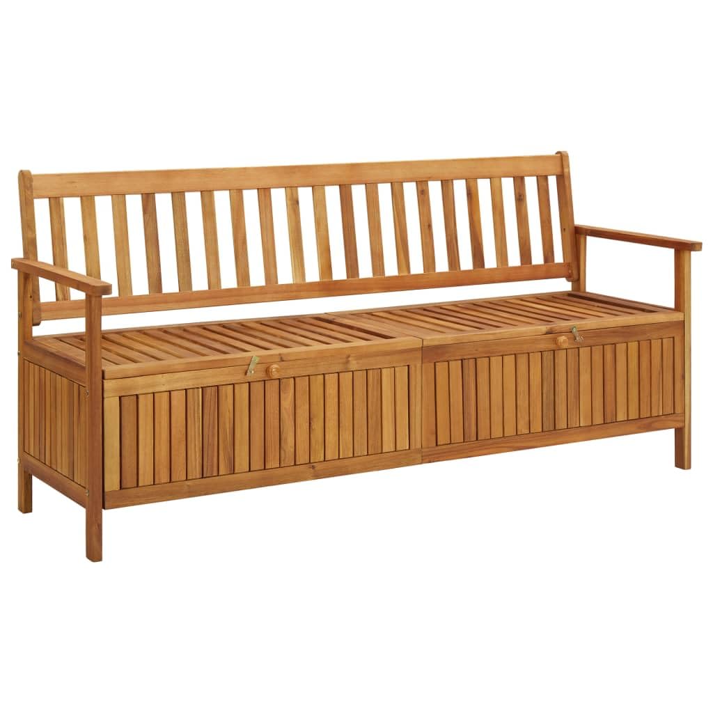 vidaXL Patio Storage Bench - Solid Acacia Wood Entryway Organizer, Indoor or Outdoor Use, 66.9&quot; Long with Large Storage Compartment, Easy to Assemble, Natural Charm
