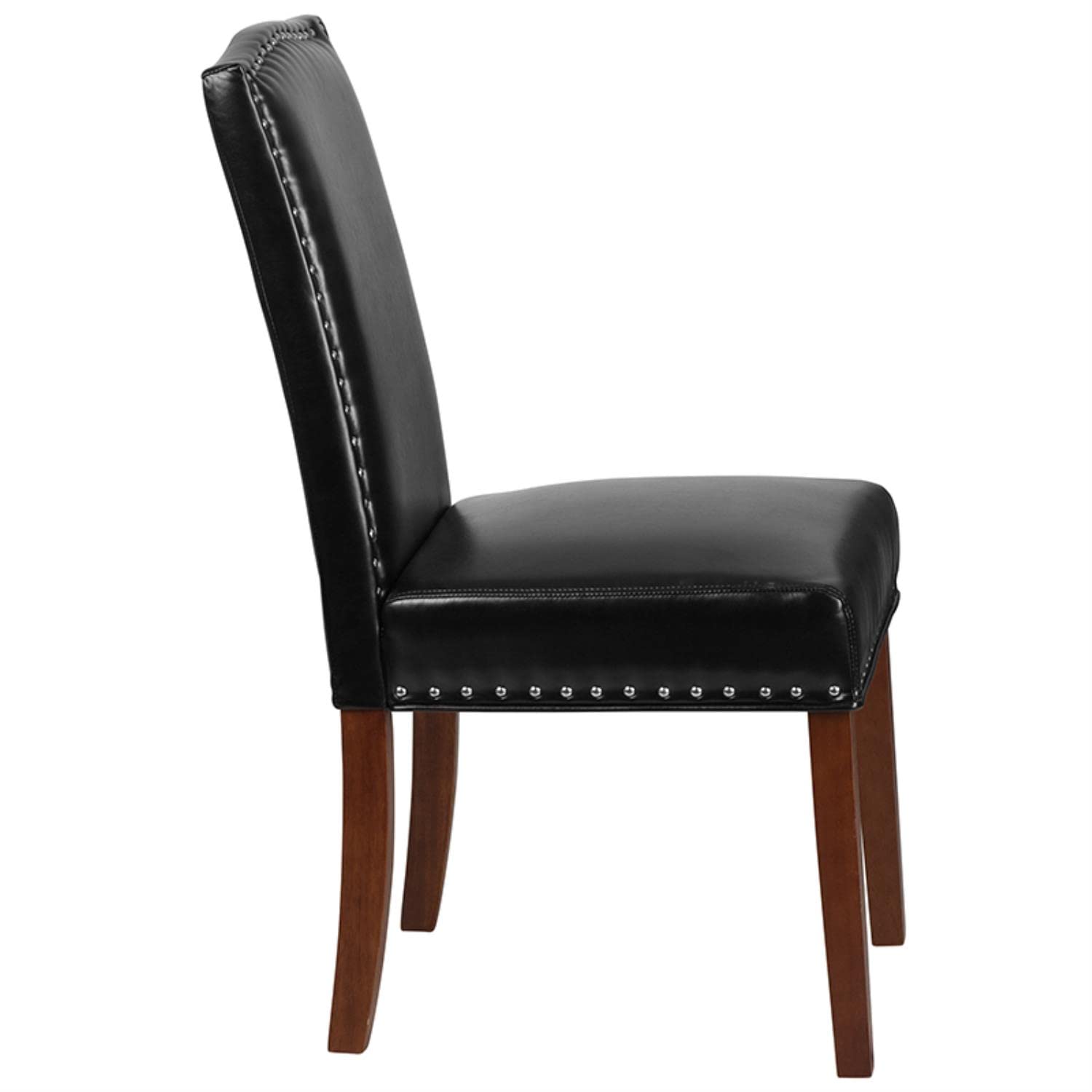 Flash Furniture Hercules Hampton Hill Series Black Leathersoft Parsons Chair With Silver Accent Nail Trim