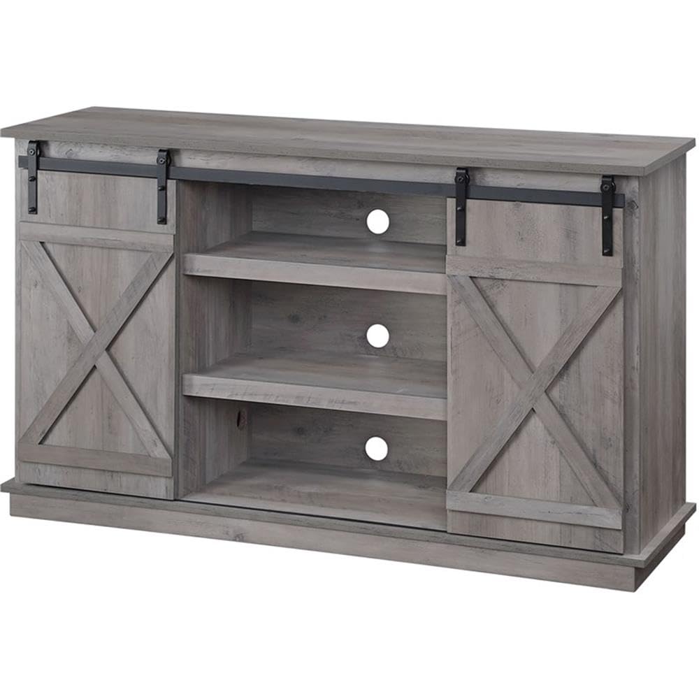 Acme Bellona 2-Door Wooden TV Stand with Shelves in Gray