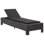 vidaXL Sunbed in Black Poly Rattan with Cushion - Adjustable, Weather-Resistant Outdoor Lounger for Patio, Poolside, Campsite Relaxing Furniture