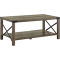 Acme Abiram Rectangular Wooden Coffee Table with Bottom Shelf in Rustic Oak