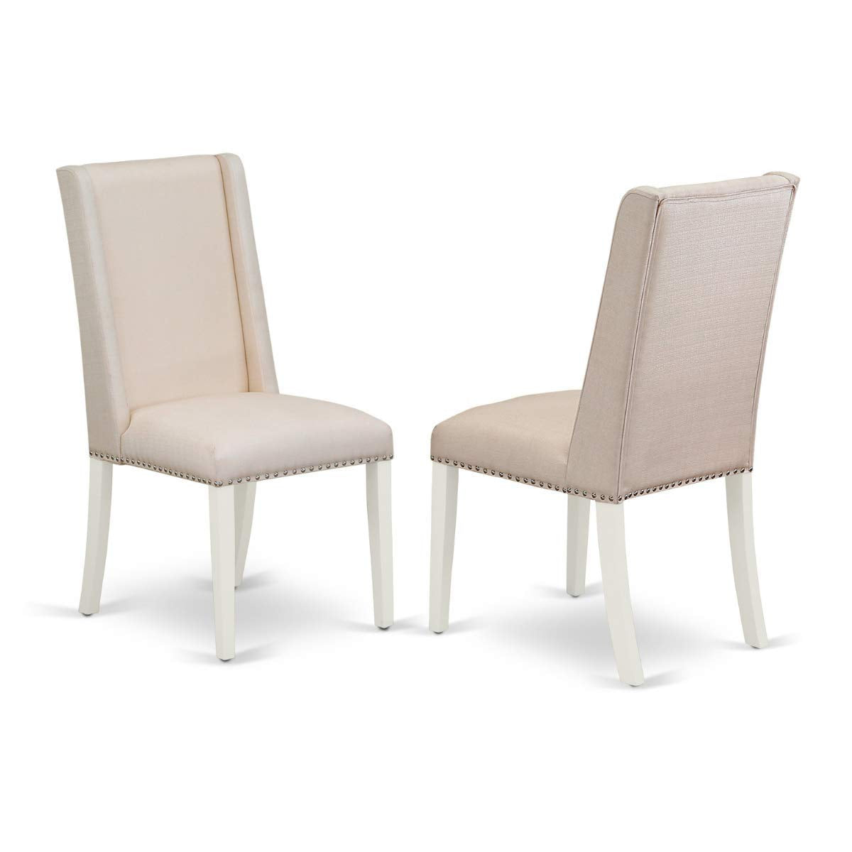 East West Furniture X076Fl201-7 7 Piece Kitchen Table & Chairs Set Consist Of A Rectangle Dining Room Table With X-Legs And 6 Cream Linen Fabric Parson Chairs, 36X60 Inch, Multi-Color