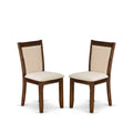 East West Furniture MZCNT32 Monza Parson Chairs - Light Beige Linen Fabric Upholstered Dining Chairs, Set of 2, Antique Walnut