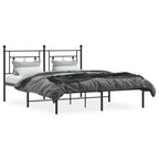 vidaXL 12'' Metal Queen Bed Frames with Headboard, Platform Bed Frame with Strong Metal Slats Support, Under Bed Storage, Noise Free, Black, Without Mattress