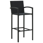 vidaXL Bar Stool 4 Pcs - Counter Height Black Poly Rattan for Indoor/Outdoor Kitchen - Sturdy Powder-Coated Steel Frame, Comfortable Armrests